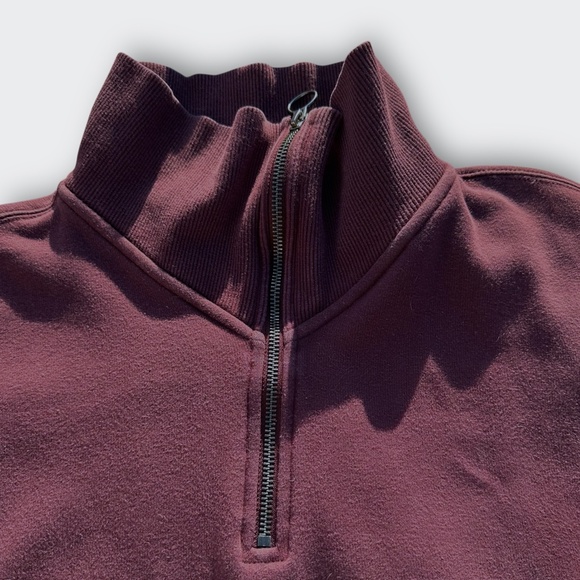 ATHLETA Cozy Karma Sweatshirt 1/4 Zip Funnel Neck Boxy Antique Burgundy Purple M - Picture 3 of 9